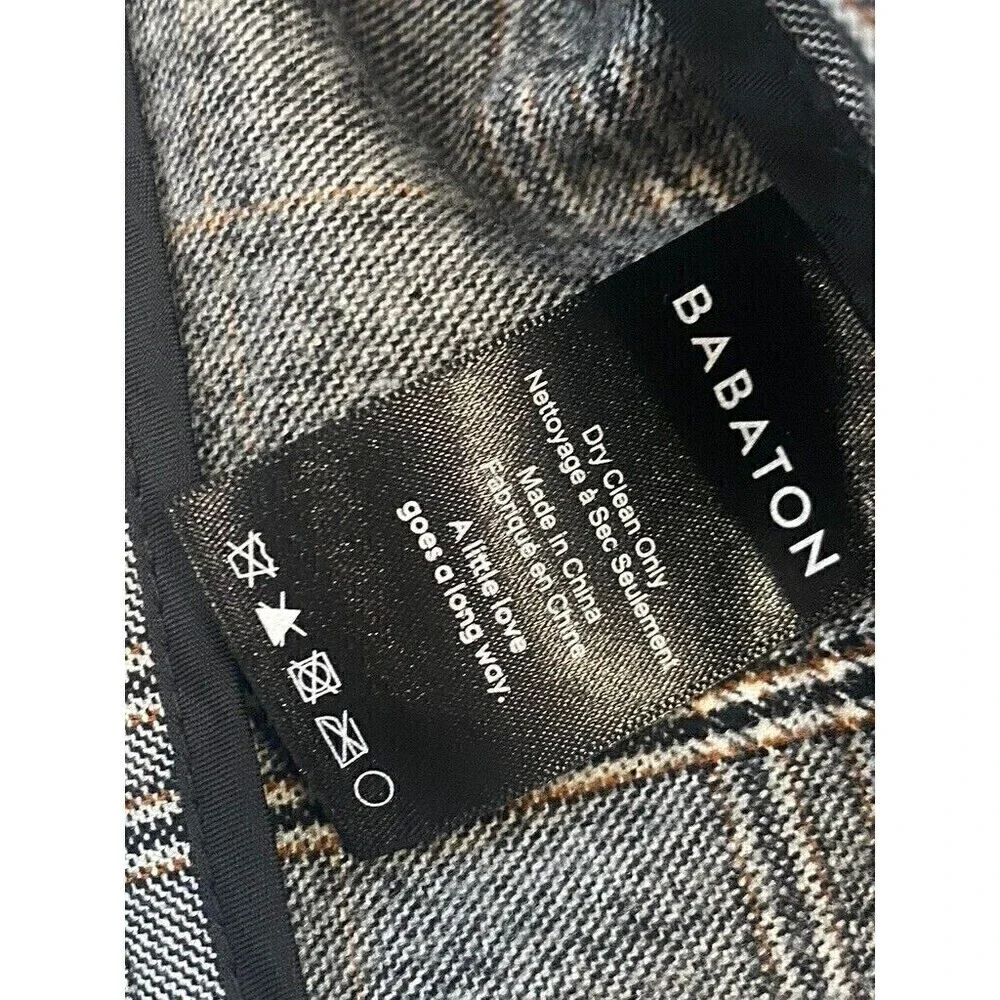 Babaton Aritzia Power Hip Blazer 3/4 Sleeve Plaid Open Gray Grid Size 2